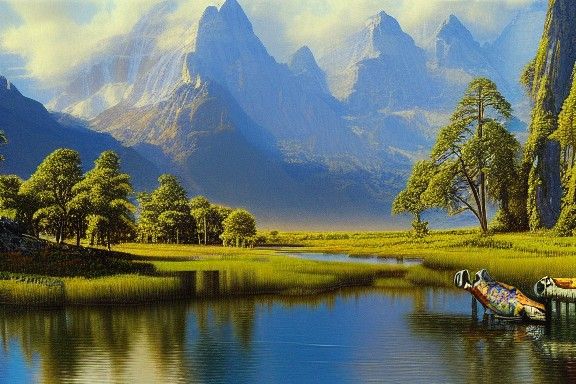 Amazon River Landscape as Oil Painting