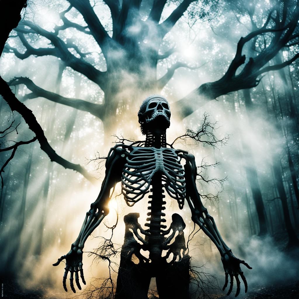 Ethereal Forest: Man Disappearing in Digital Art