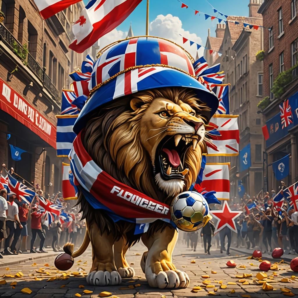 Gangsta Lion with England Theme in Pixar Style