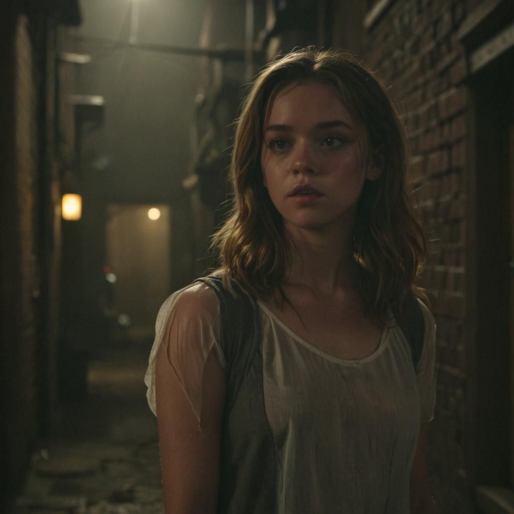 Sydney Sweeney in a Misty Alleyway, Film Noir