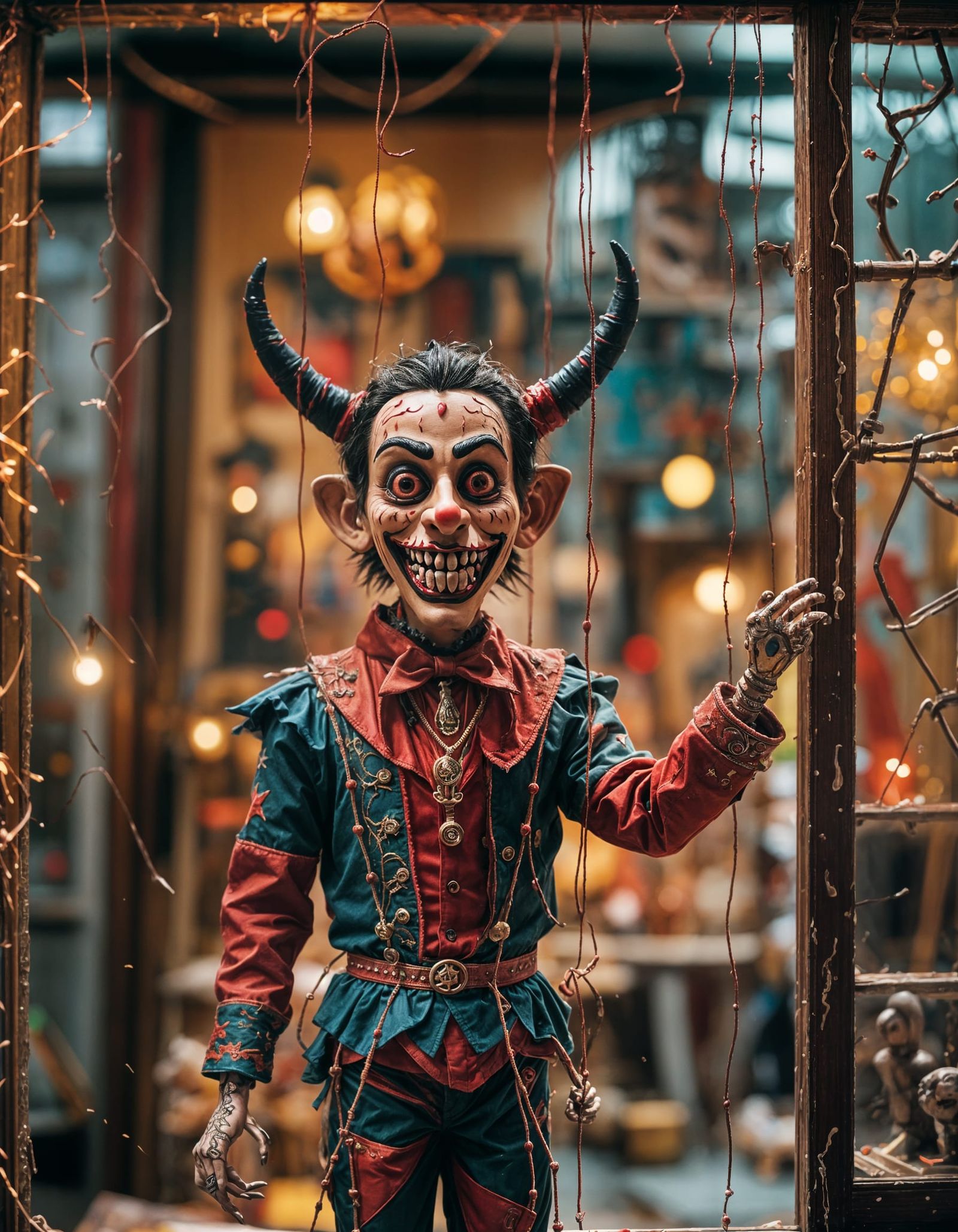 Hyperdetailed Devil Marionette Action Photo