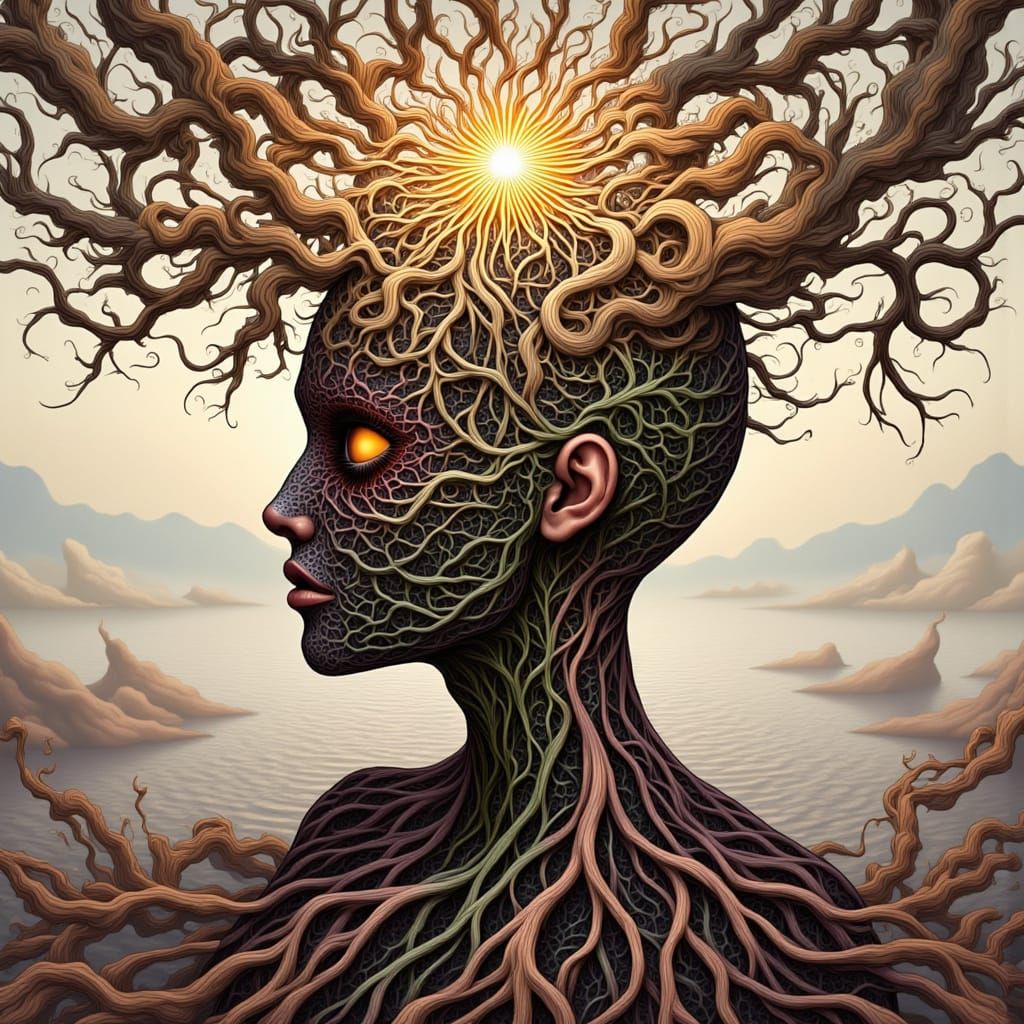 Mind Filled with Deep, Dark Emotions in Psychedelic Surreali...