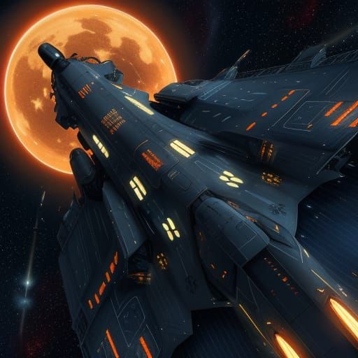 Science Fiction Warship Amidst Space Battles