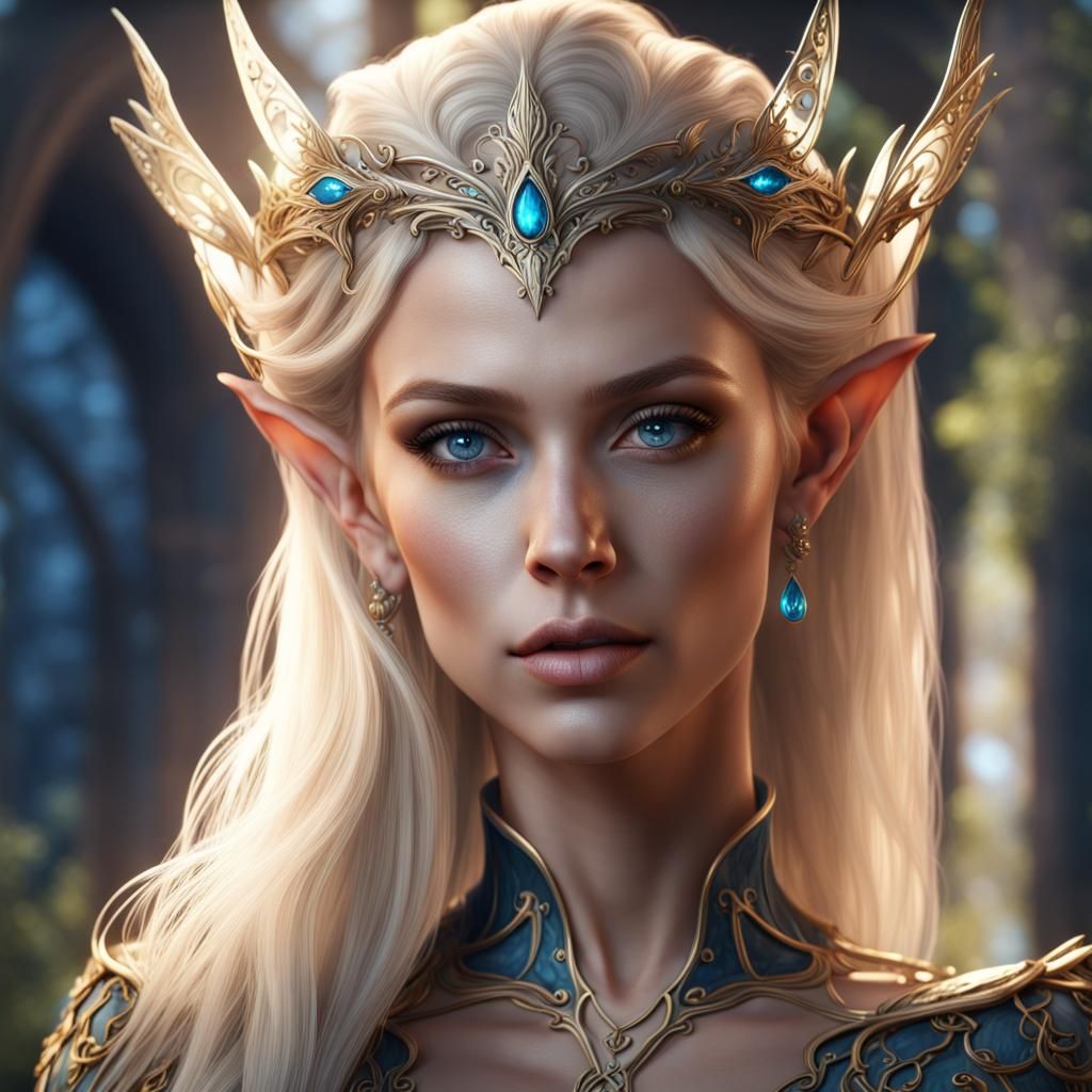 Elegant Elf Queen in Detailed Fantasy Art
