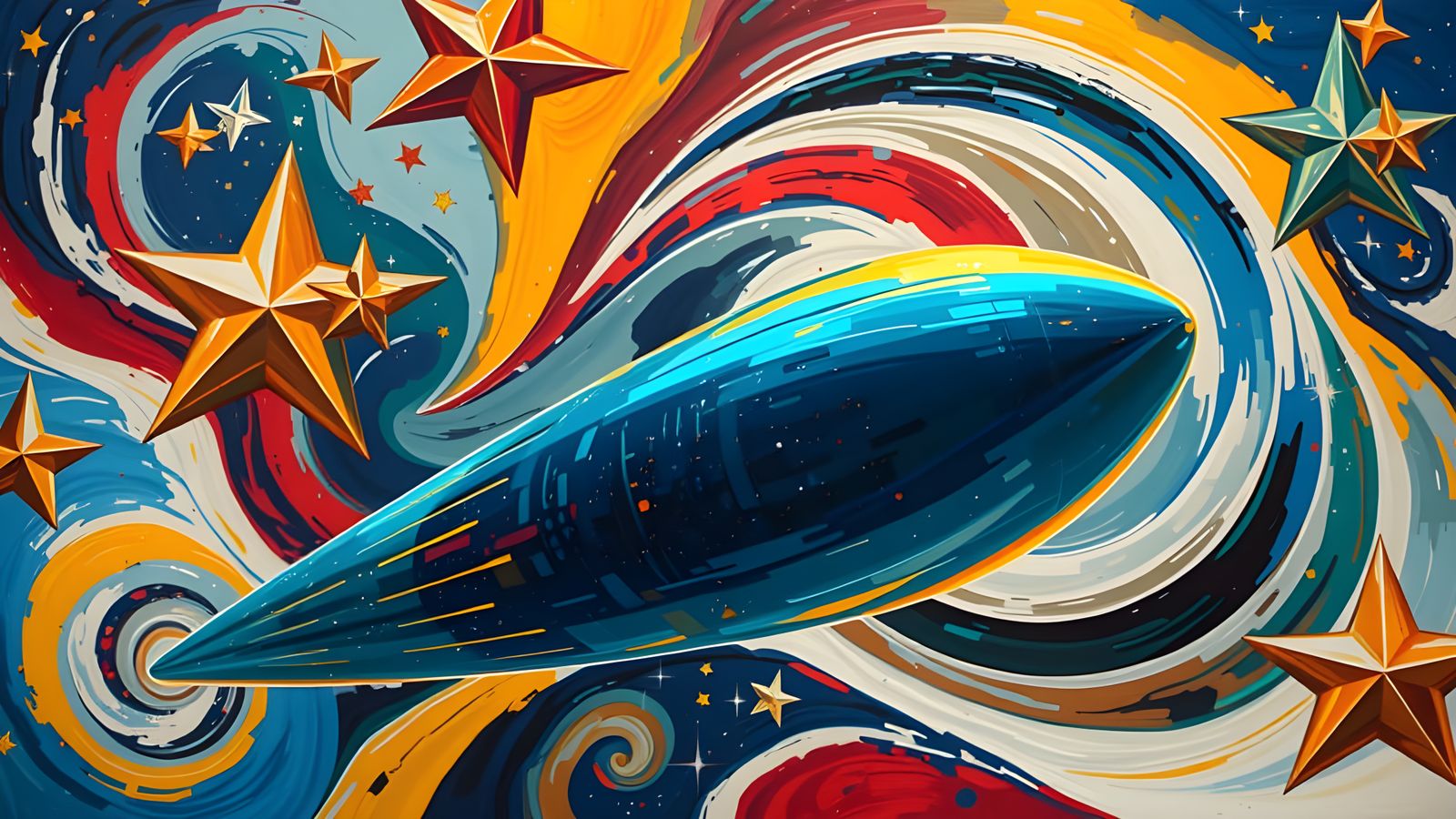 Surreal Cosmic Vortex in Iridescent Oil Painting