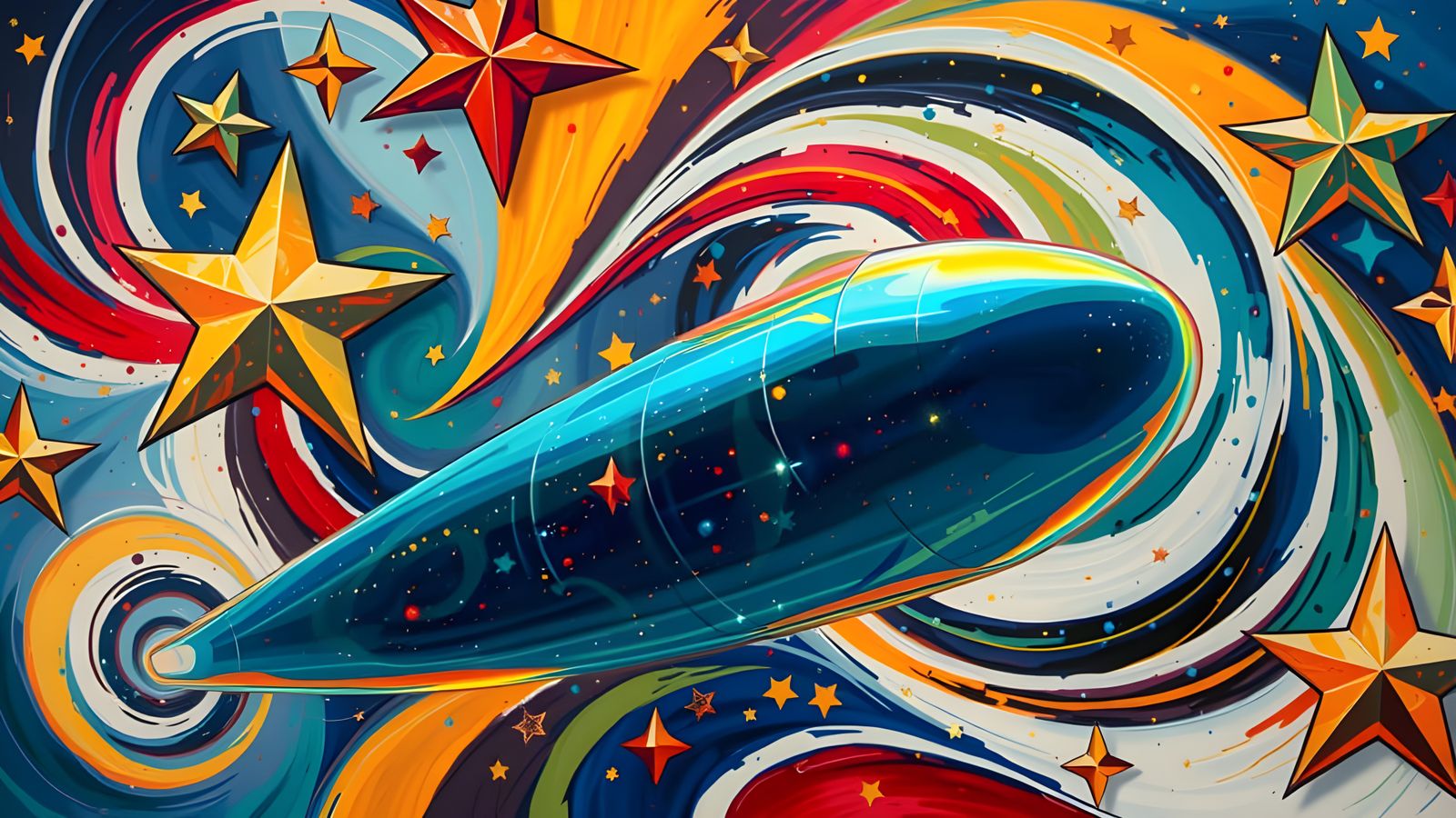 Surreal Cosmic Landscape with Iridescent Colors and Dynamic ...