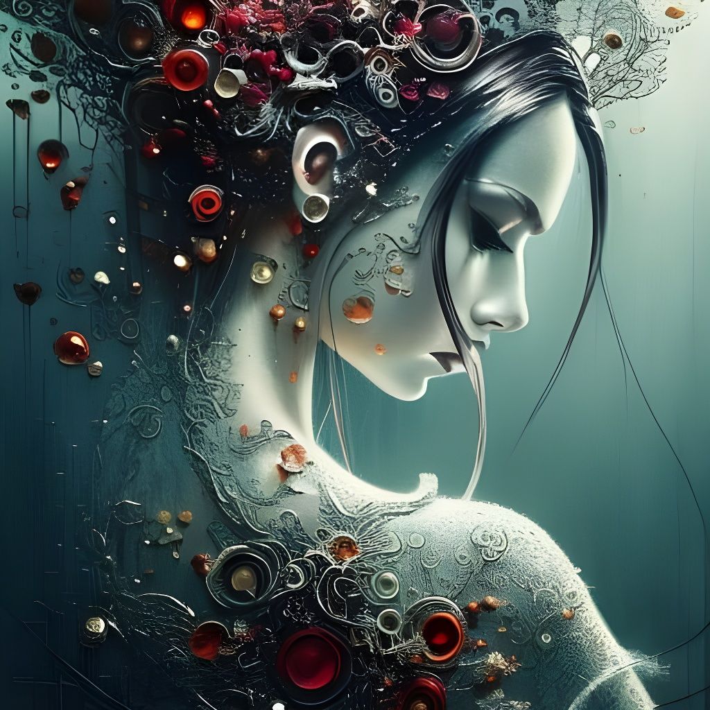 Clockpunk Crystal Bonsai Village: Detailed Digital Art