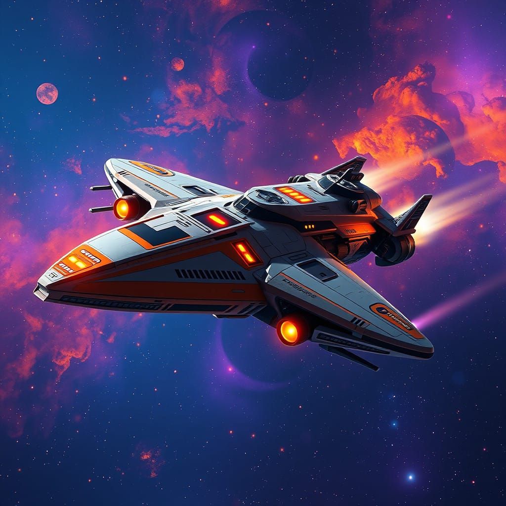 Vibrant Spaceship Concept in Cel Animation Style