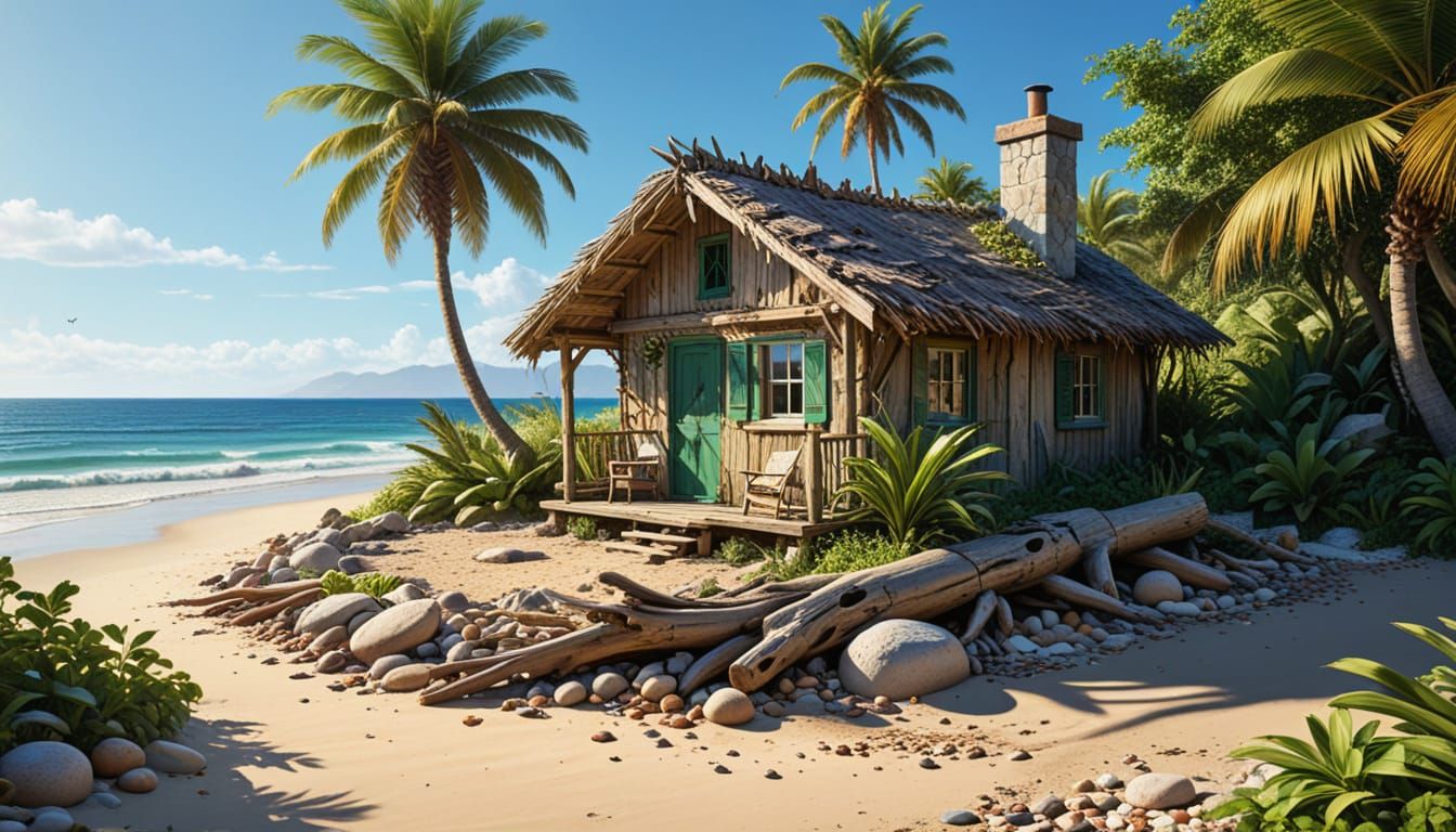 Driftwood Cottage on Serene Beach