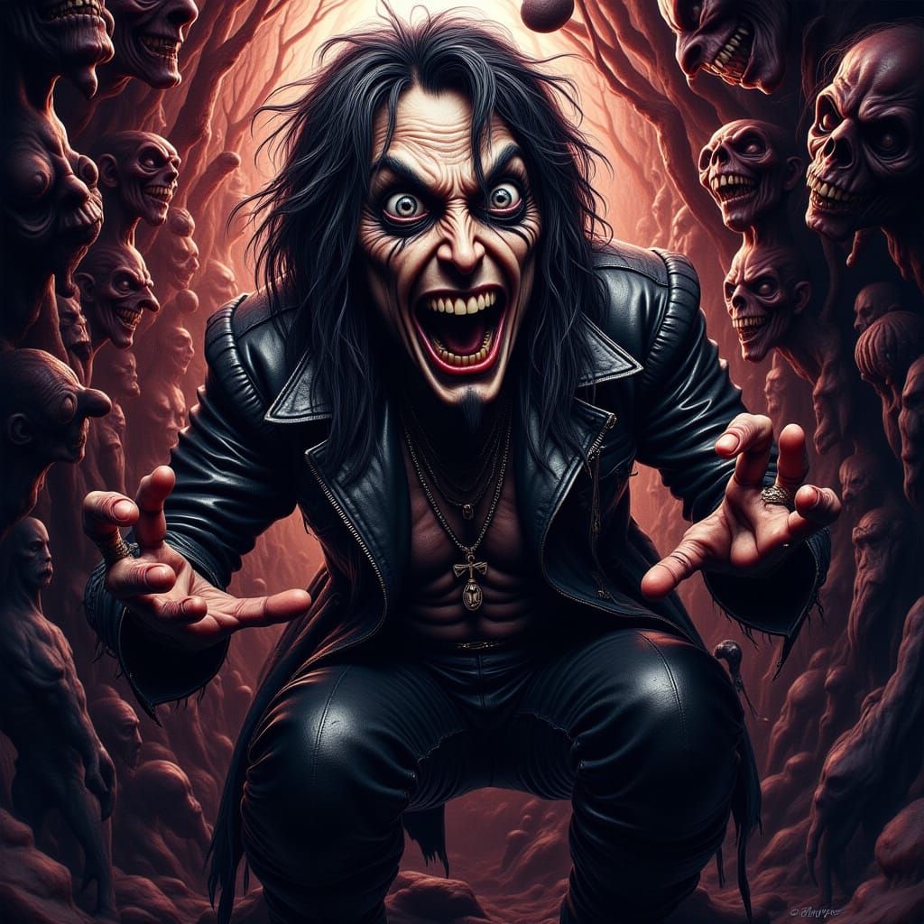 Hyperrealistic Goth Rocker Screams on Stage