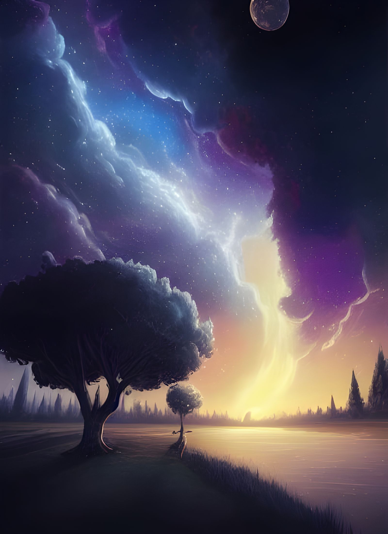 Beautiful Starry Night Sky Digital Artwork