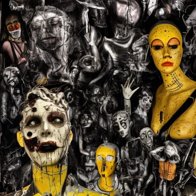 Surrealism abstract dada mannequins shock-therapy pineal-visionaries necrotic tissues organs filmic shadowy noir; renais...