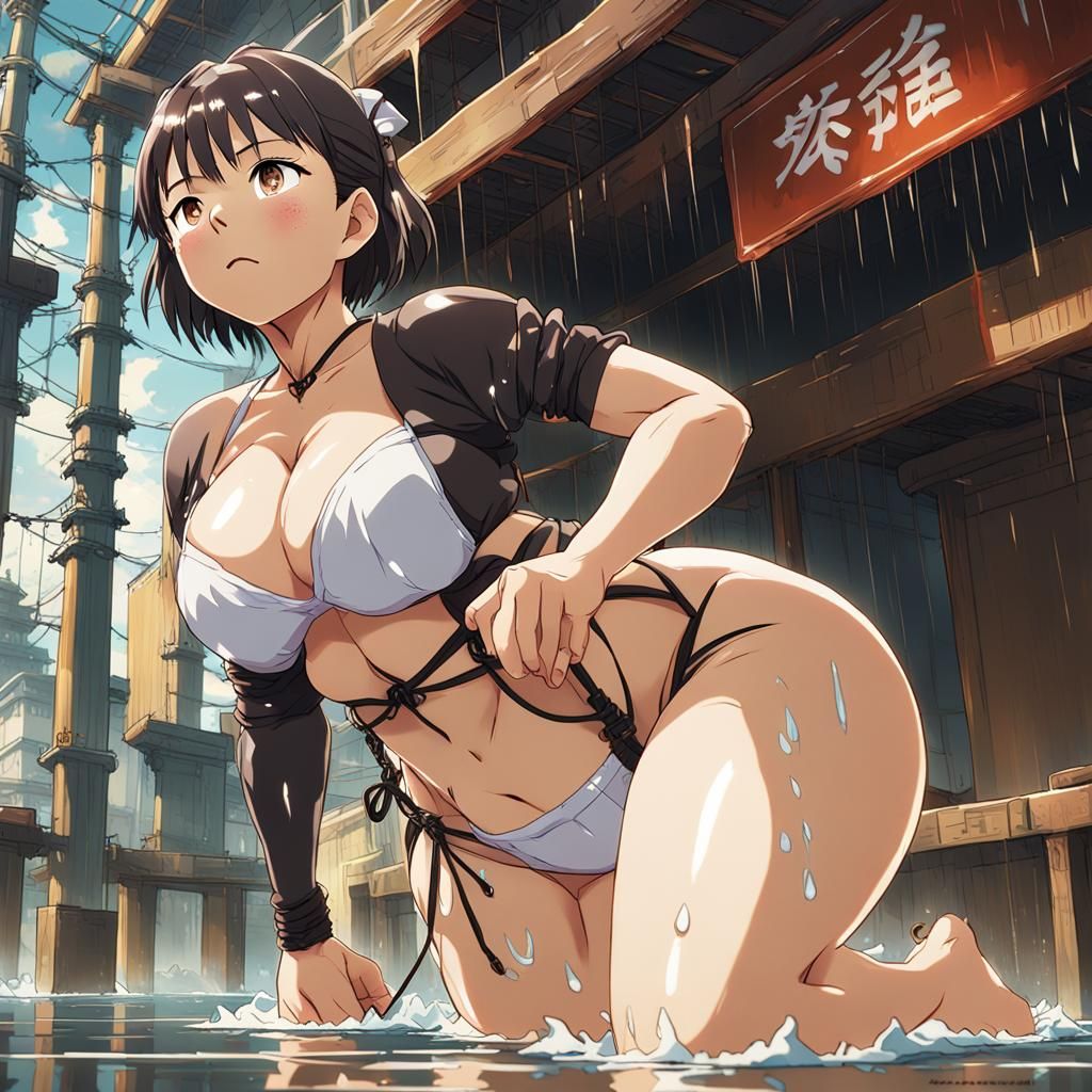 Anime Woman in Shibari, Ghibli Style