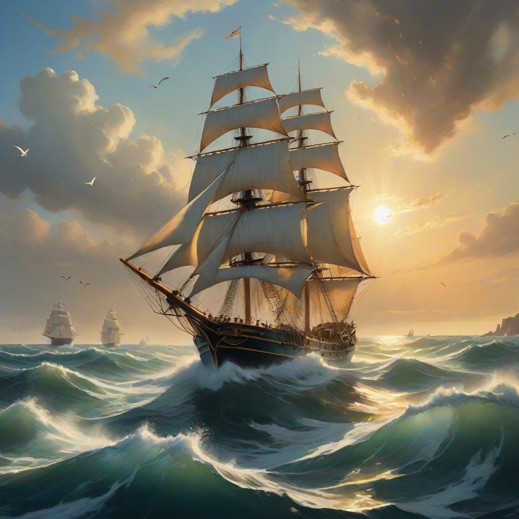 Majestic Sailing Ship on a Sunny Day