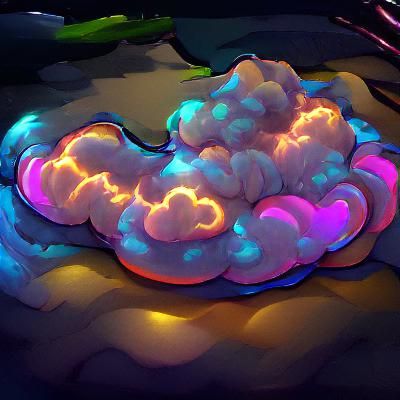 Neon Cloudscape with Glowing Lights
