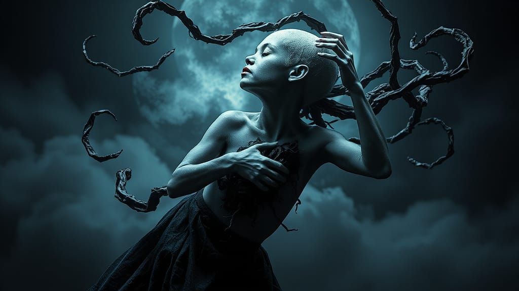 Surreal Metamorphosis in Dark Gothic Style