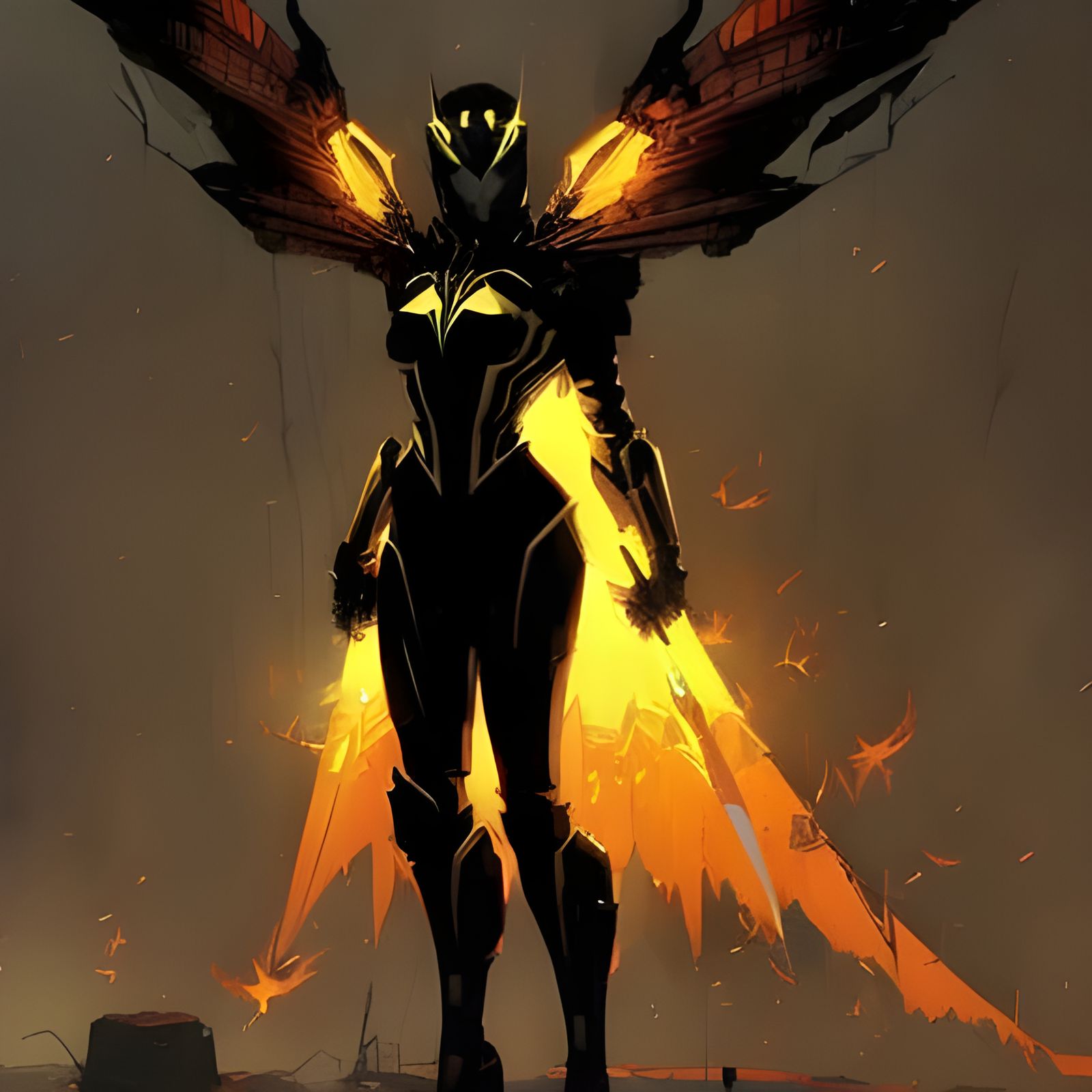 Mecha Queen Bee Portrait with Giant Wings