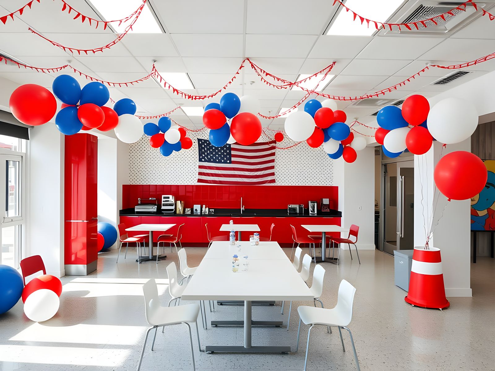 Festive Modern Breakroom for Fourth of July