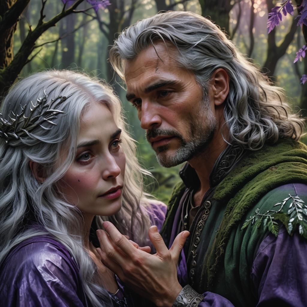 Mystical Forest Couple in Shimmering Twilight