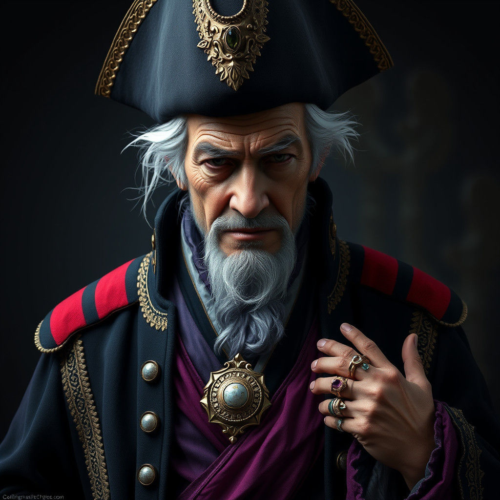 Ornate Portrait of Elderly Man in Regal Robes