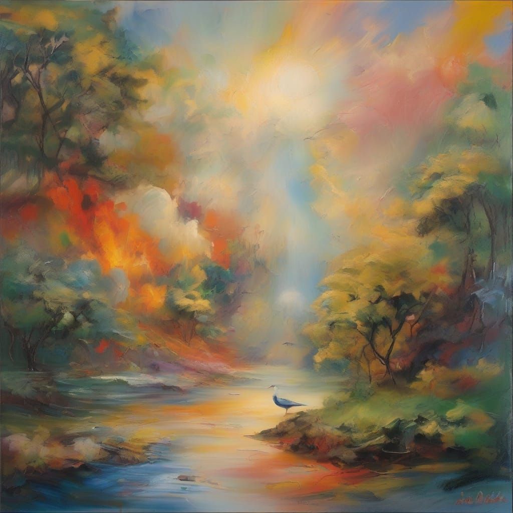 Surreal Paradise in Vibrant Oil Painting