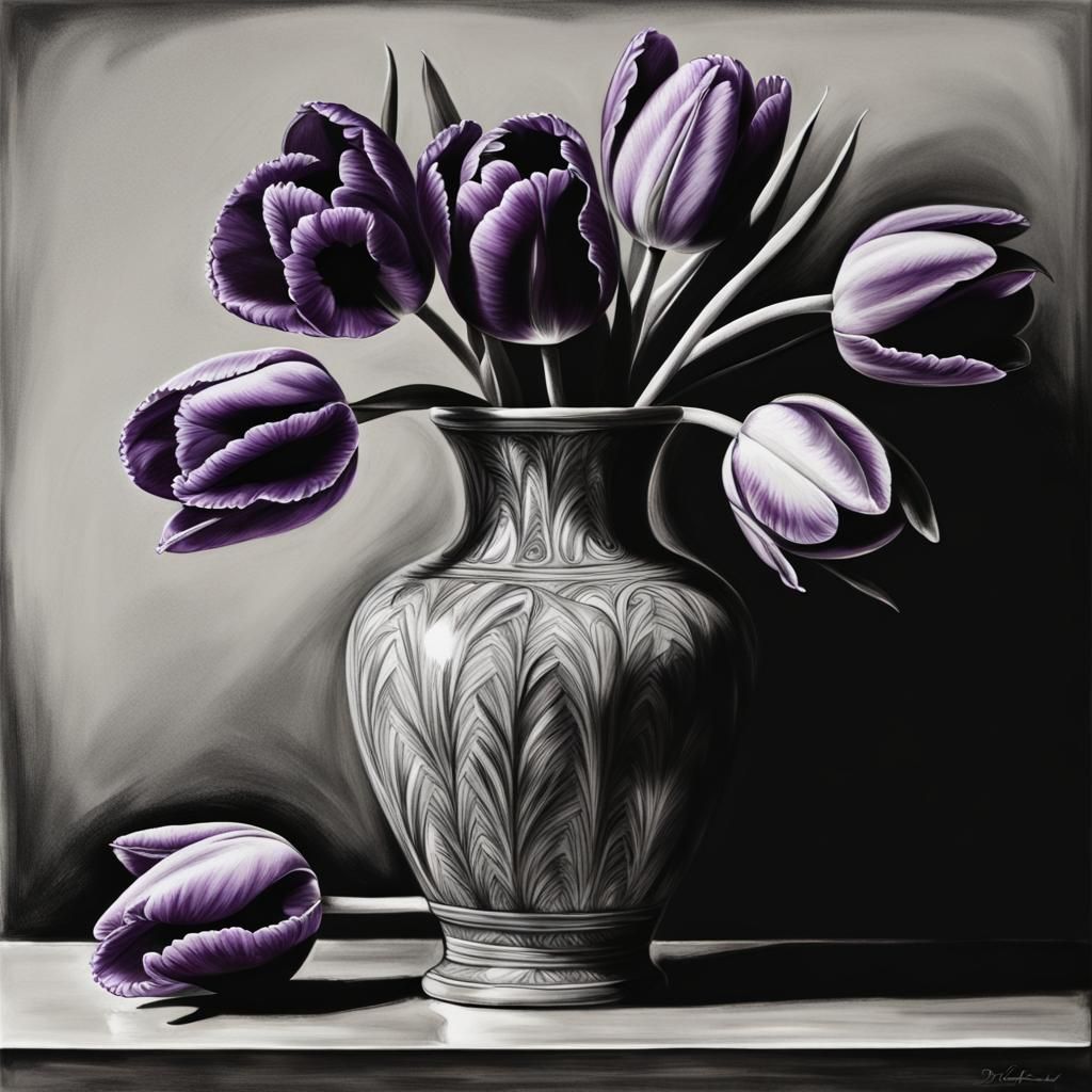 Purple tulip vase