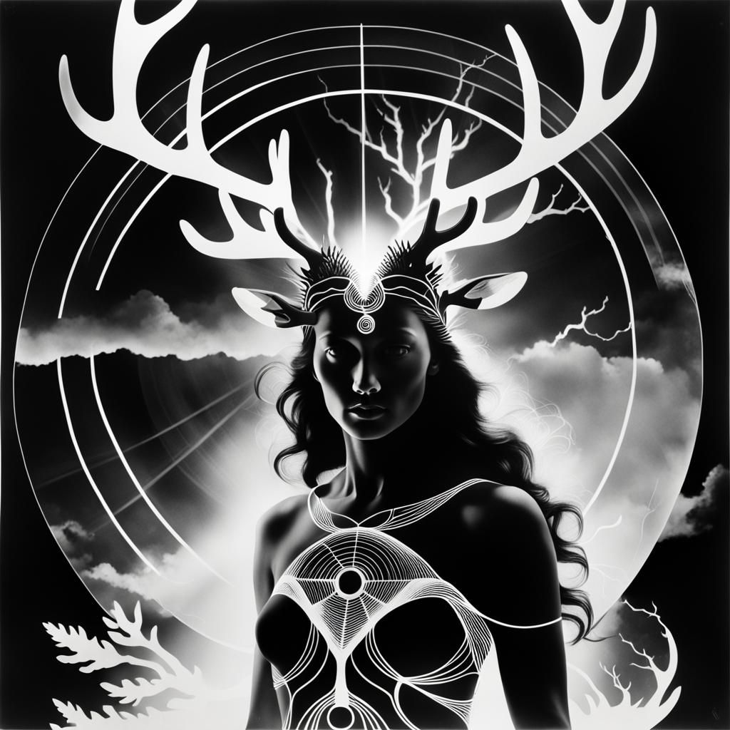 Photogram of Antlered Man and Earth Goddess