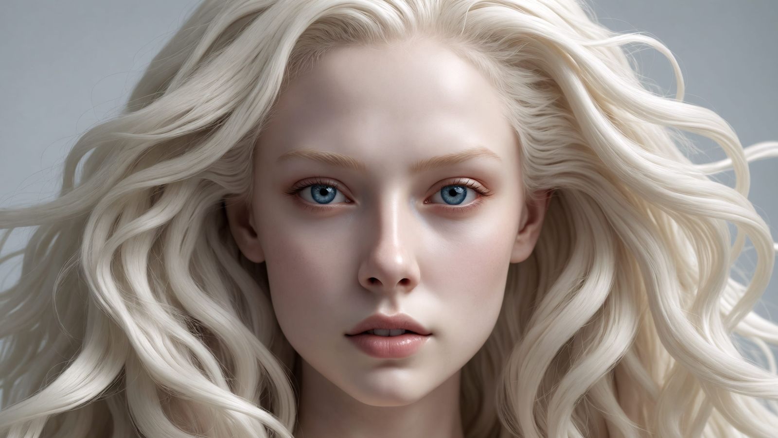 Albino Woman's Awe-Inspiring Beauty in 3D Render