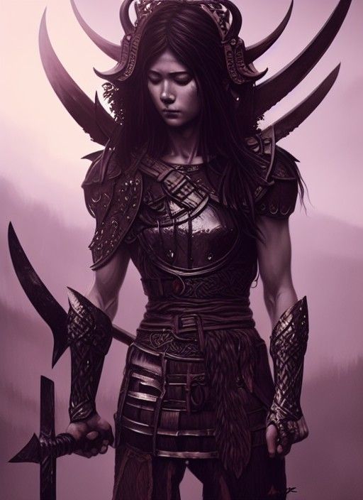 Viking Warrior in Shining Obsidian Breastplate