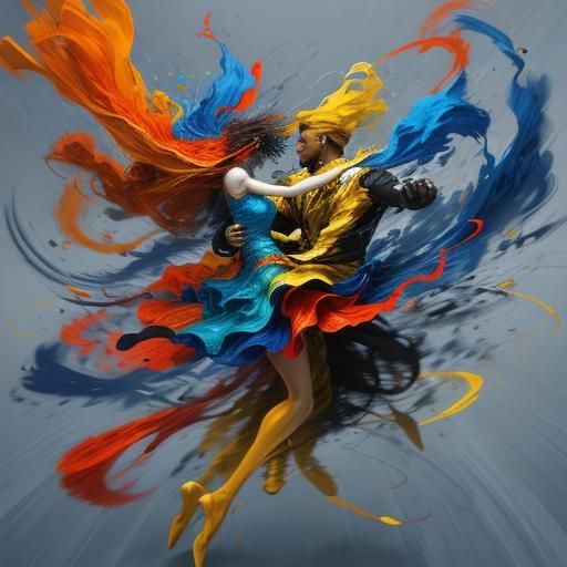 Abstract Expressionist Waltz in Whirling Colorful Motion