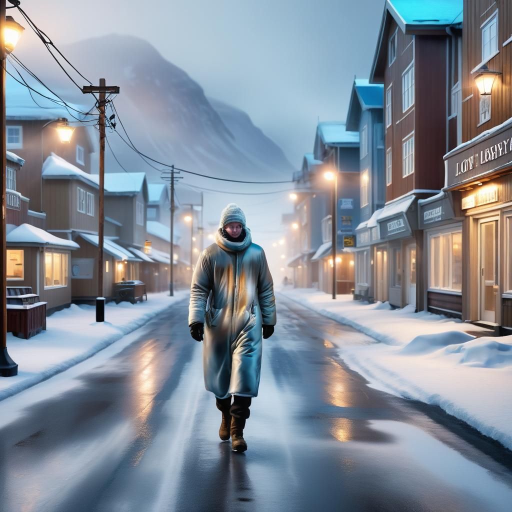 Longyearbyen Winter Morning in Hyper-Realistic Digital Art