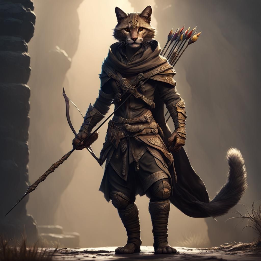 Tabaxi Ranger in Dark Fantasy Style