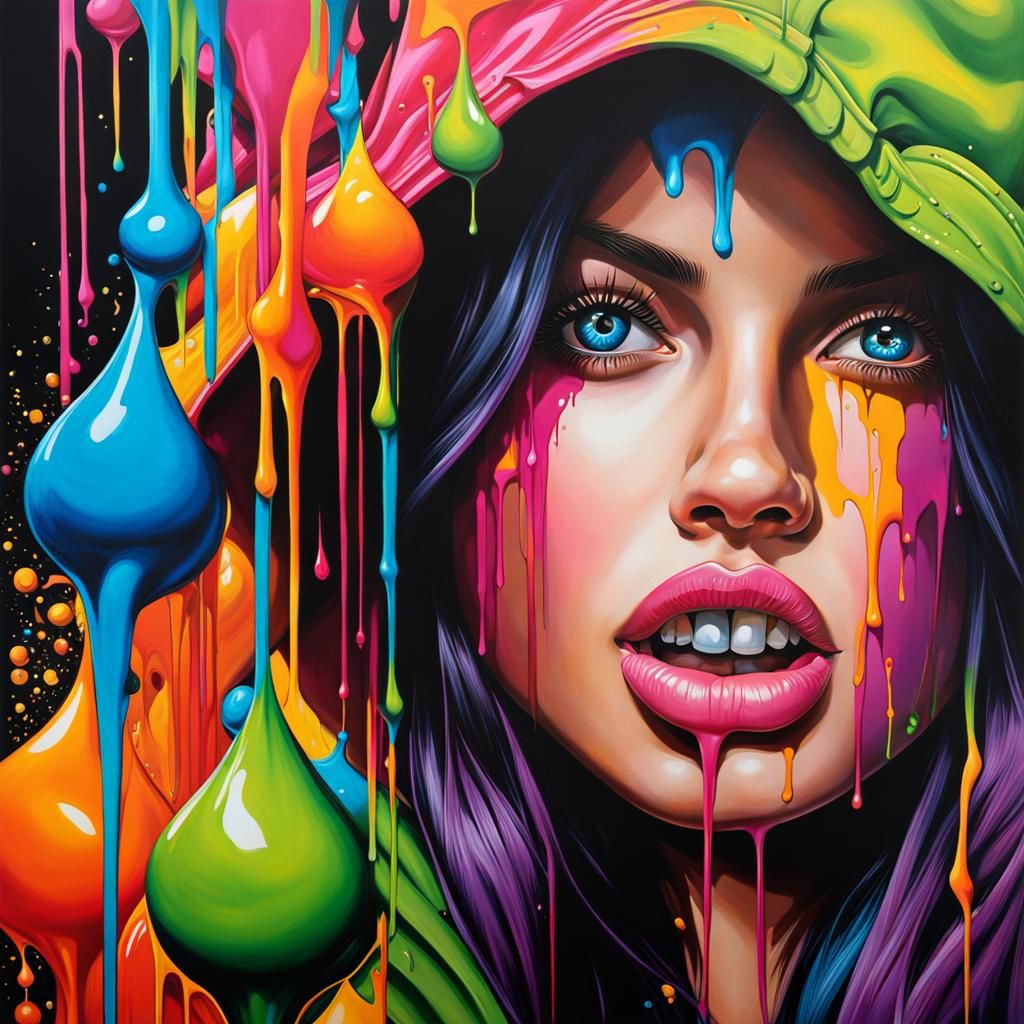 Vibrant Hyperrealistic Graffiti Art: The Essence of Jealousy