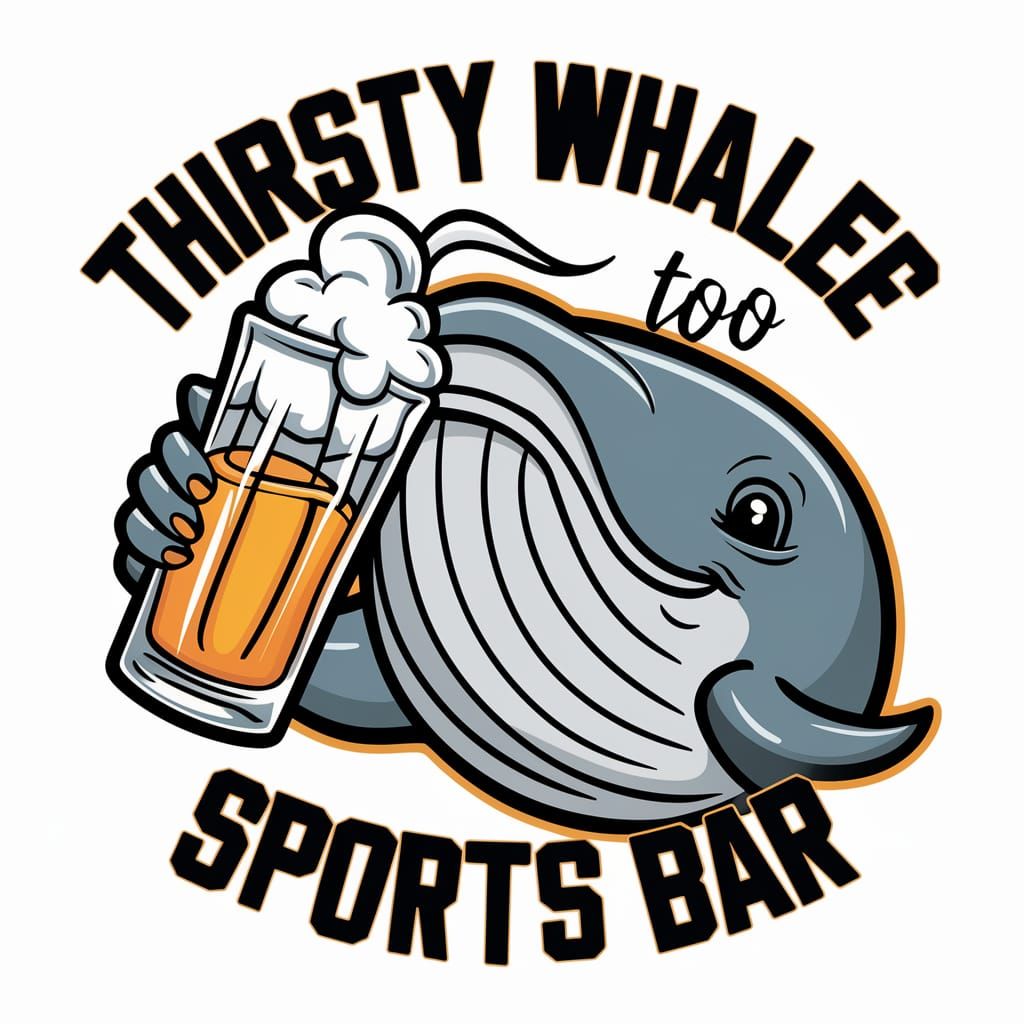 Vibrant Whale Drinking Humor in Bold Vector Art