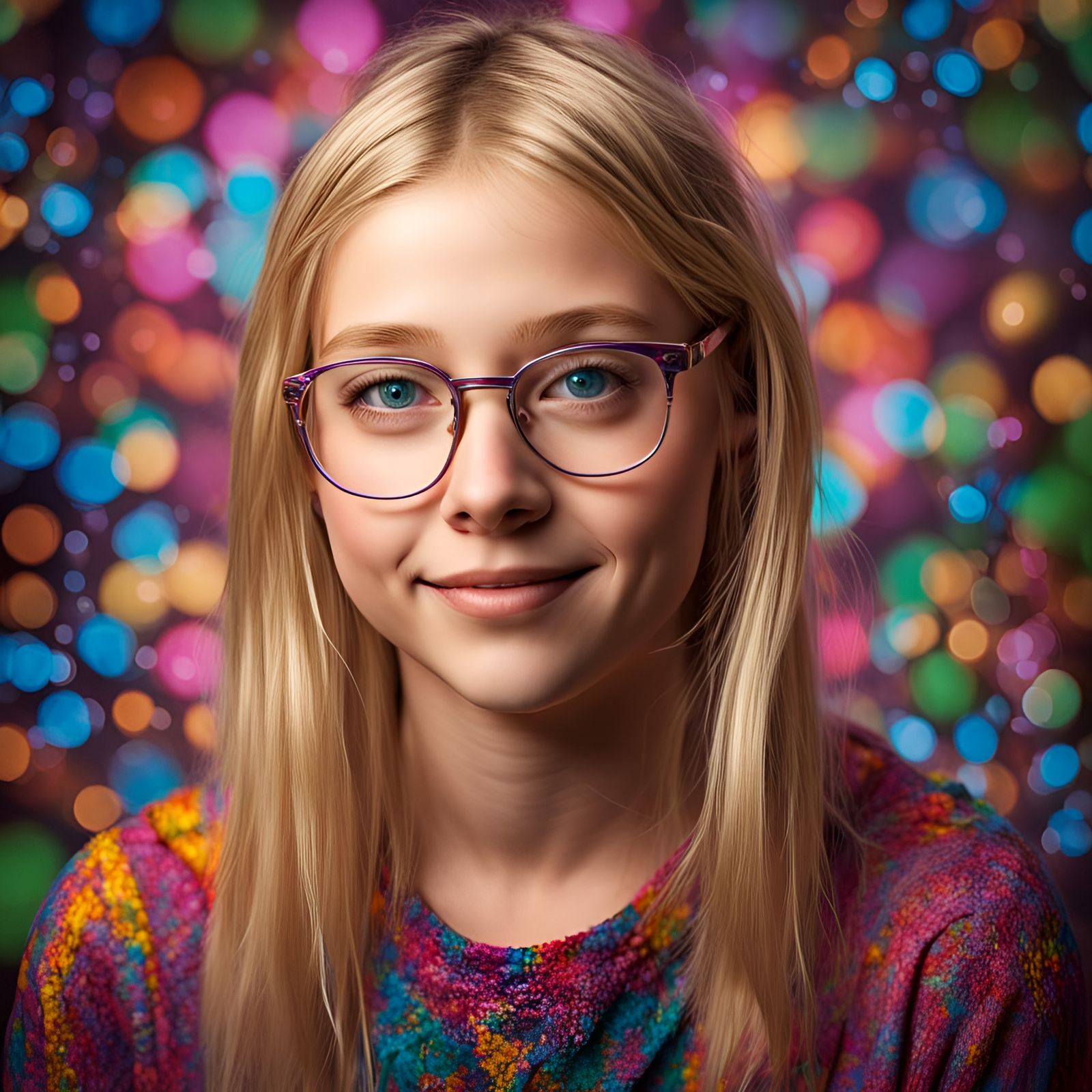 Happy Blonde Teenager Celebrating Birthday in HDR