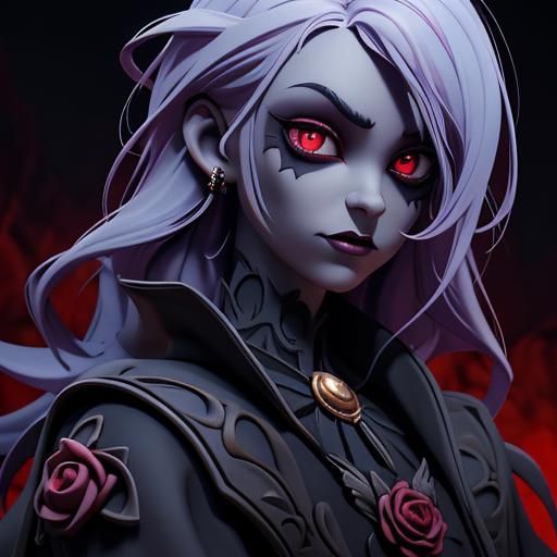 Mystical Black Woman Vampire in Gothic 3D Art