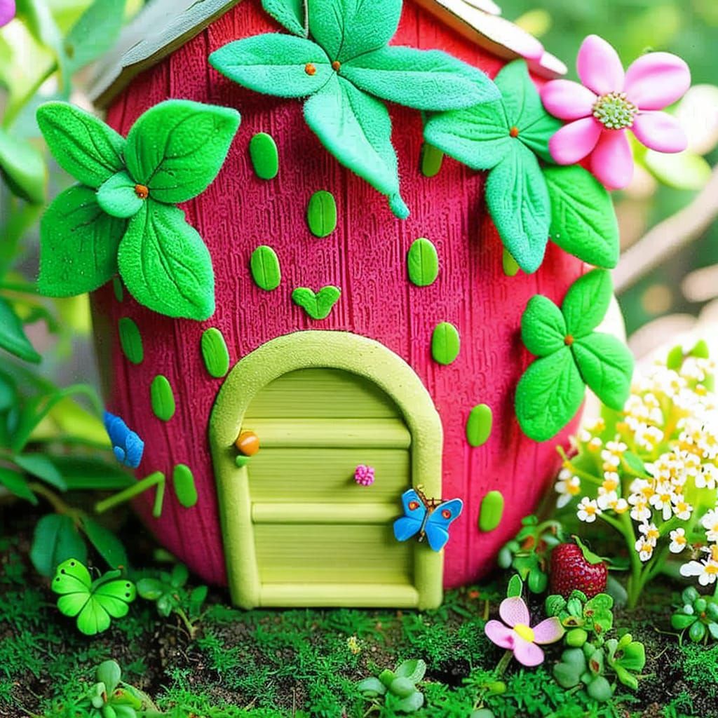 Enchanting Strawberry House in a Garden