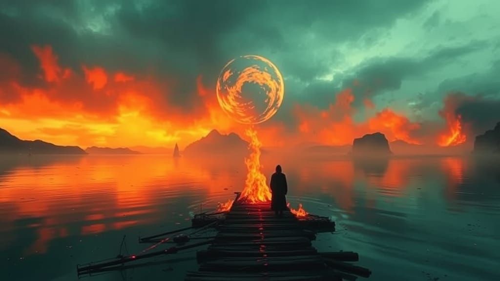 Epic Lake of Fire Horror Masterpiece