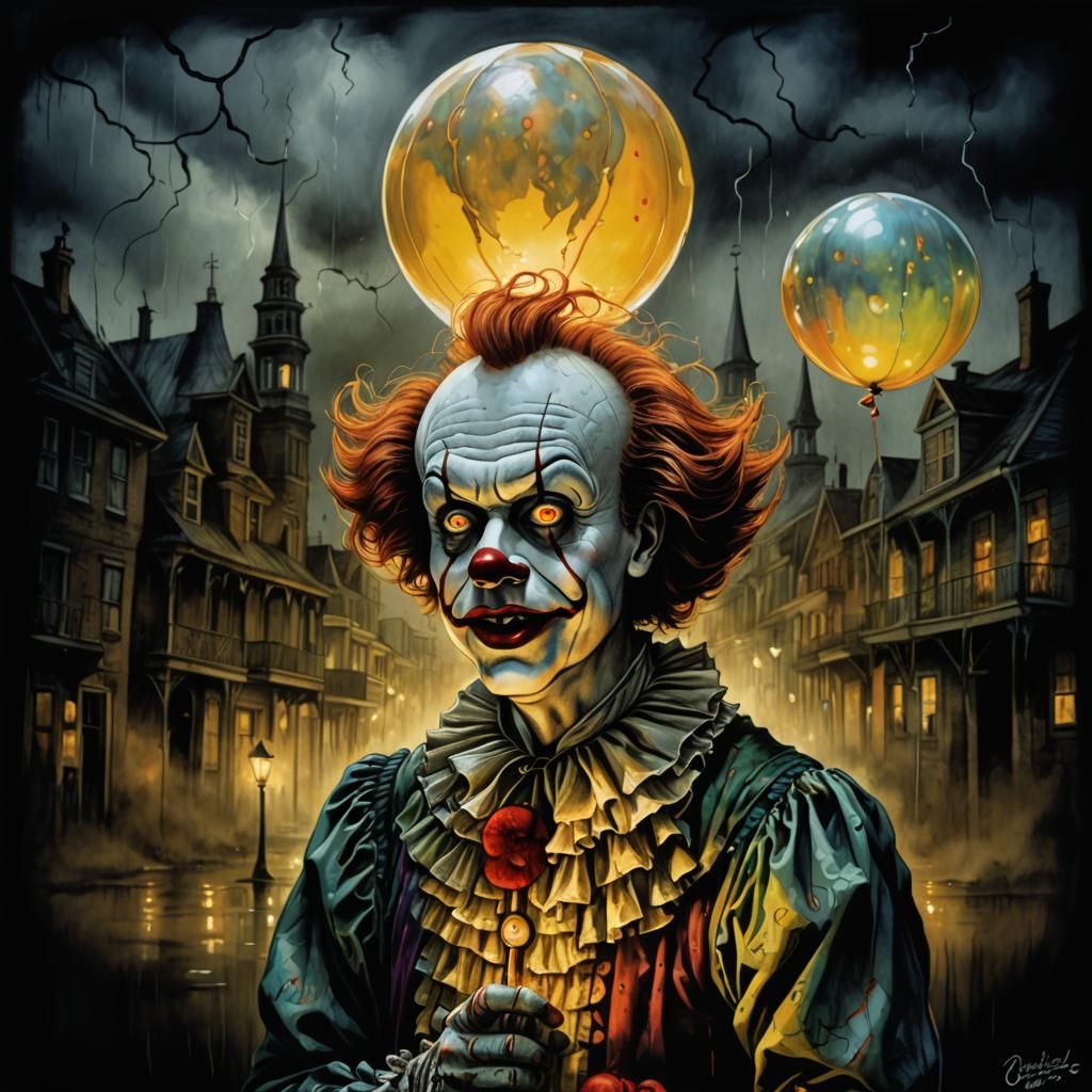 Evil Pennywise Clown in Flooded New Orleans