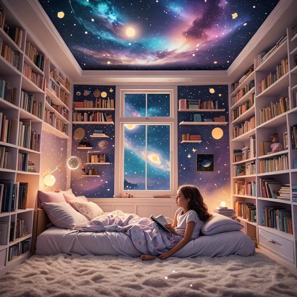 Galaxy Themed Bedroom with Magical Sunset Glow