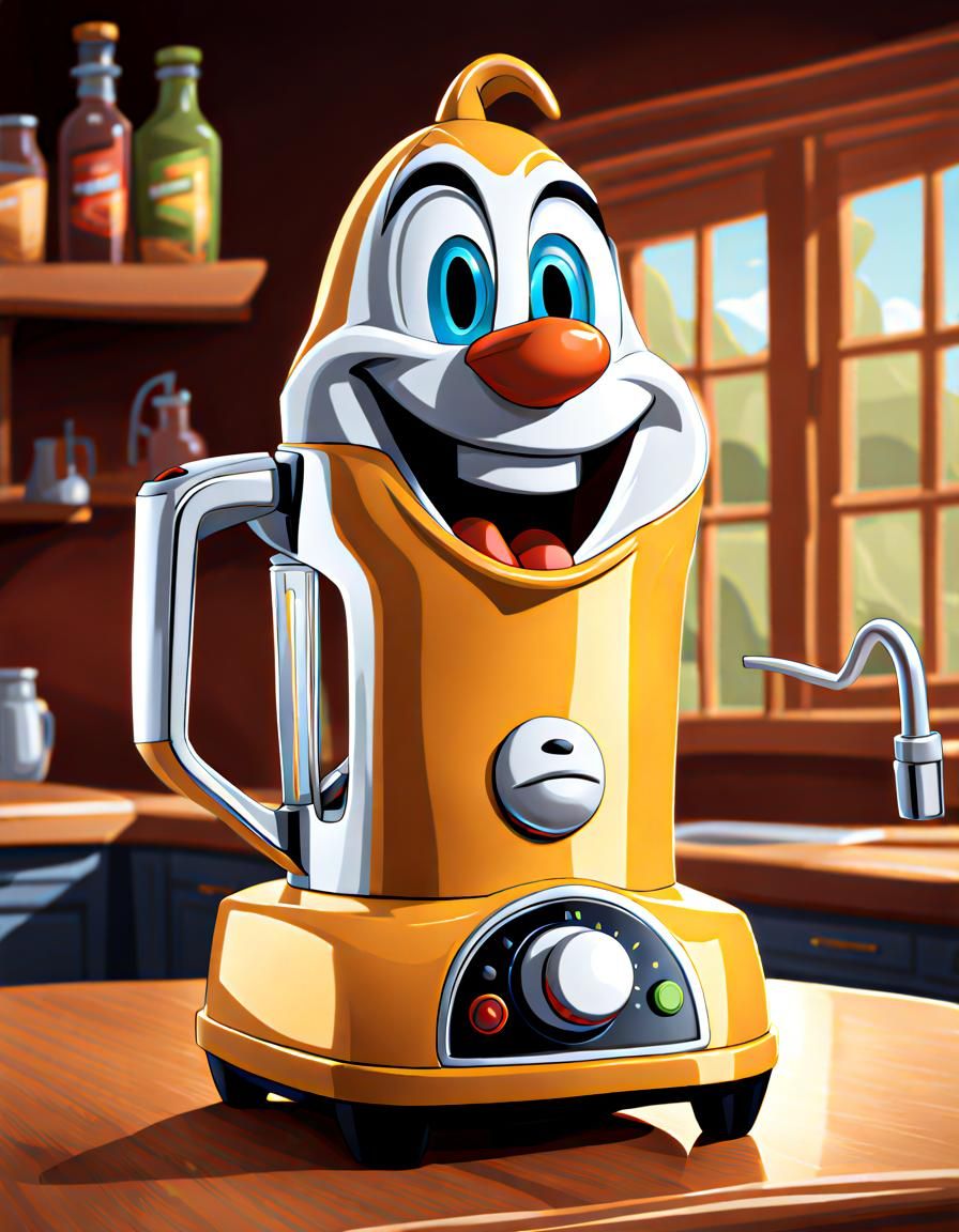 Sinister Blender with Demented Grin: Disney Cartoon