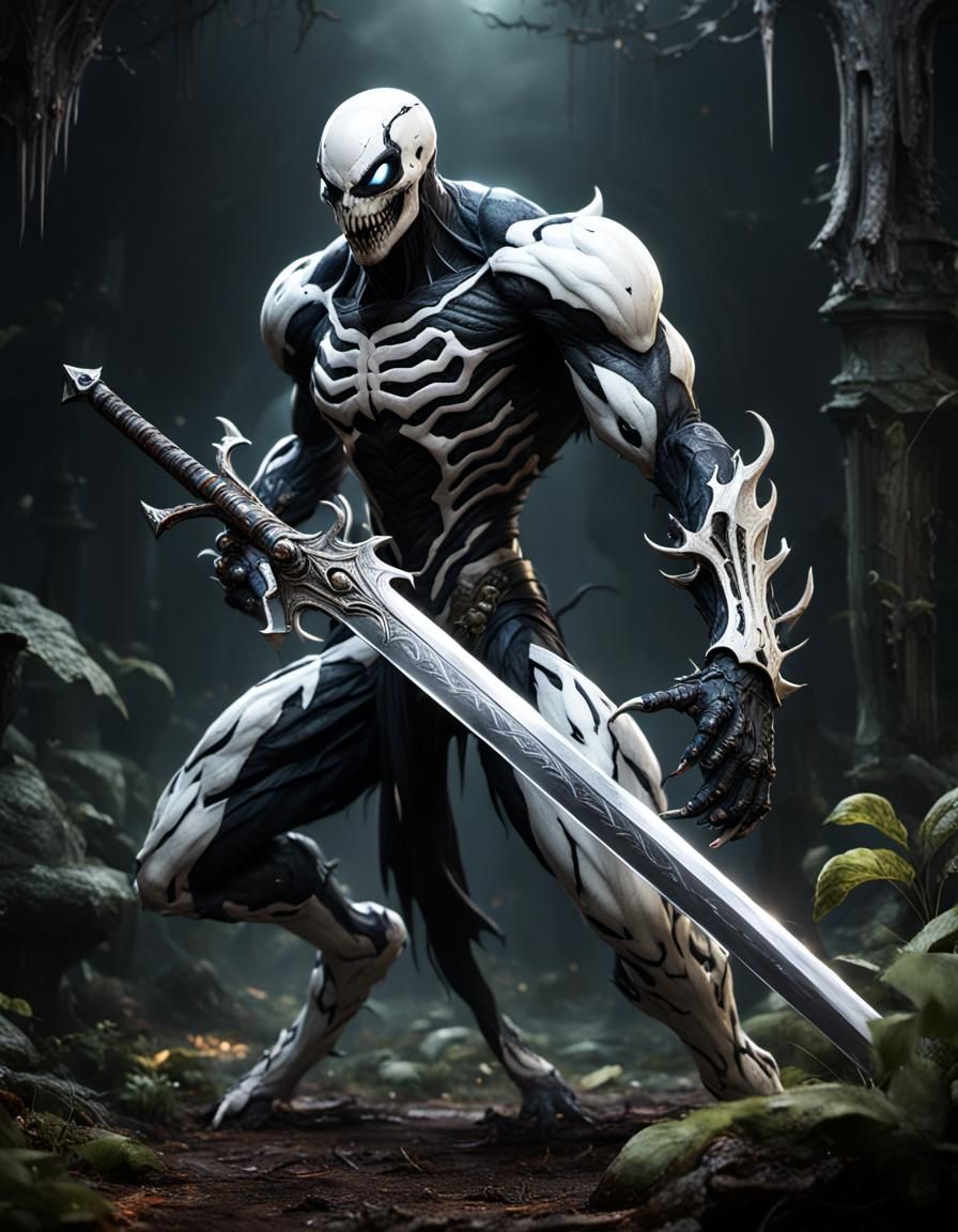 White Venom with Symbiotic Sword, Detailed Art