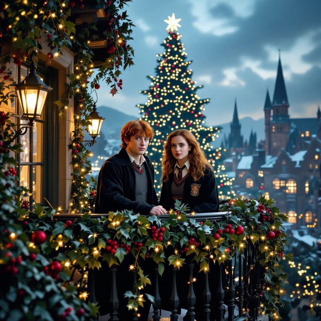 Festive Christmas Moment of Ron and Hermione