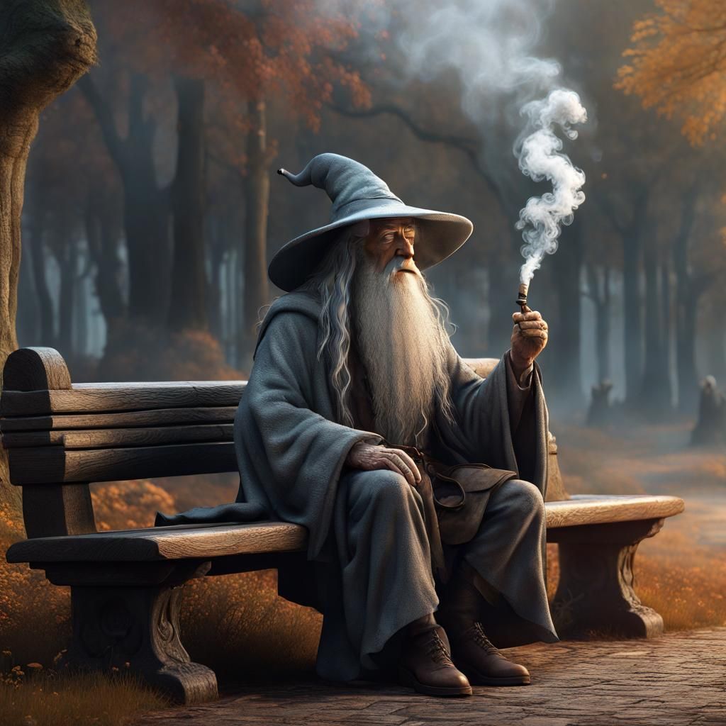 Gandalf Smoking Pipe: Detailed Matte Painting