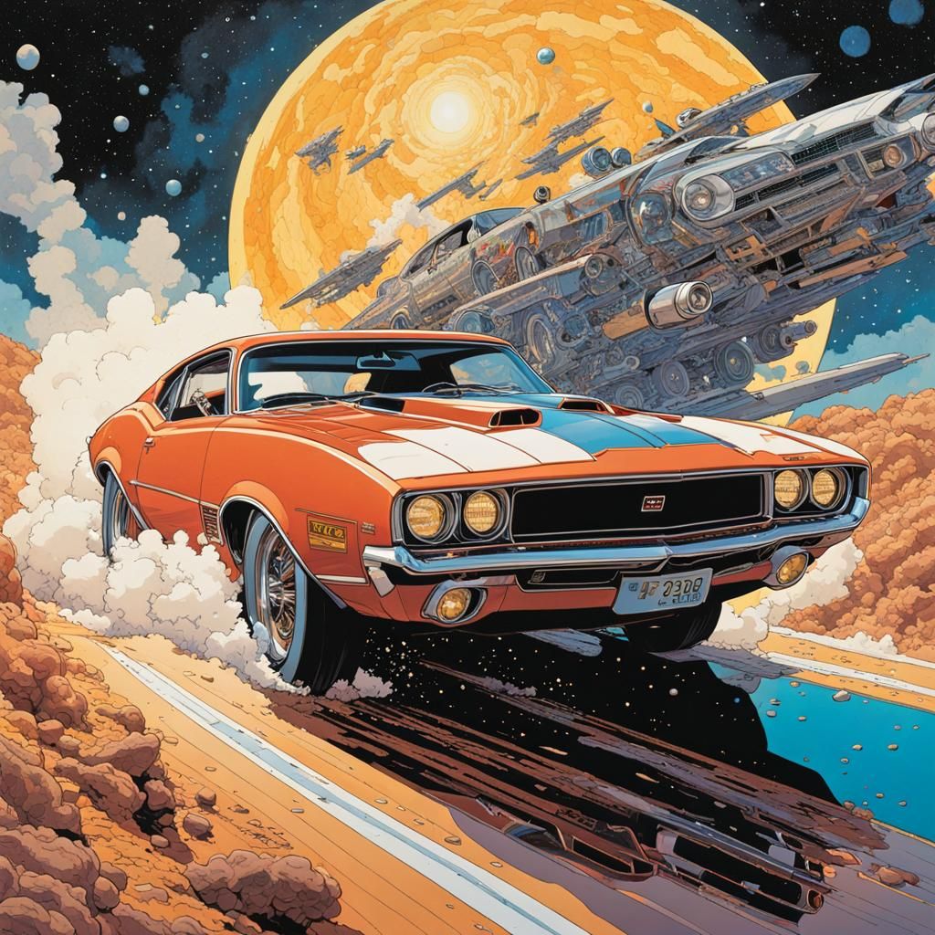 Sci-Fi Space Drag Race in Comic Book Art