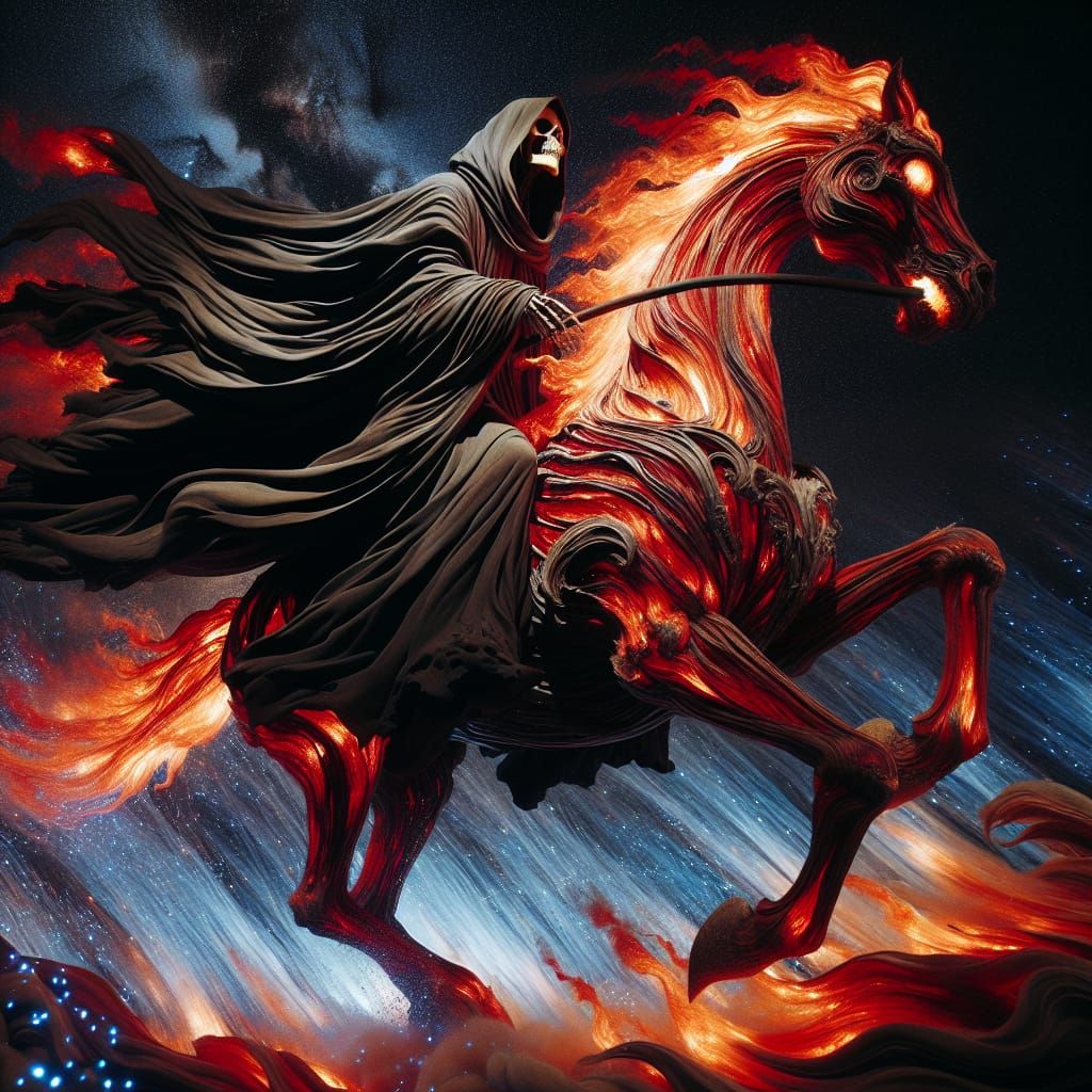 Death Rides a Fiery Horse Through the Night