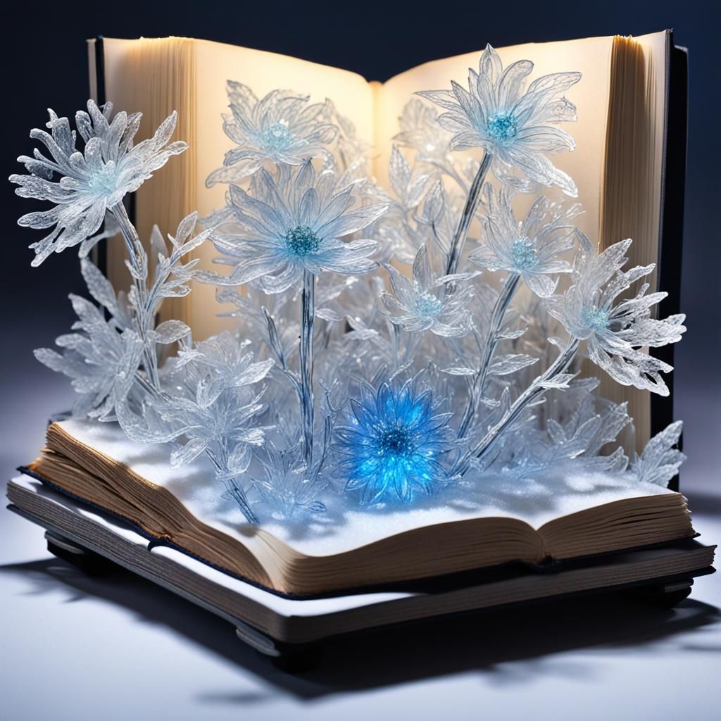 Ice Flower Fairy Sculpture in Hyper-Realistic Oil Painting