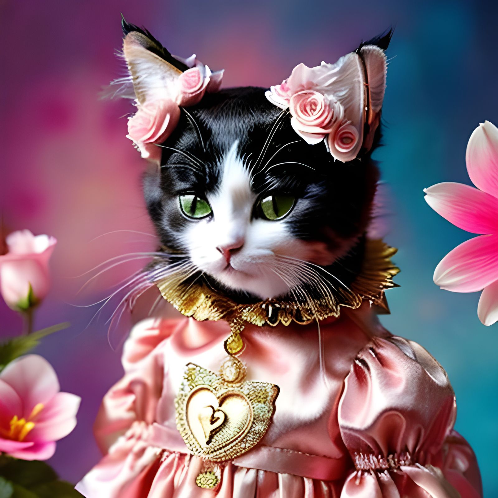 Madonna-like Cat in Luxurious Macro Photograph