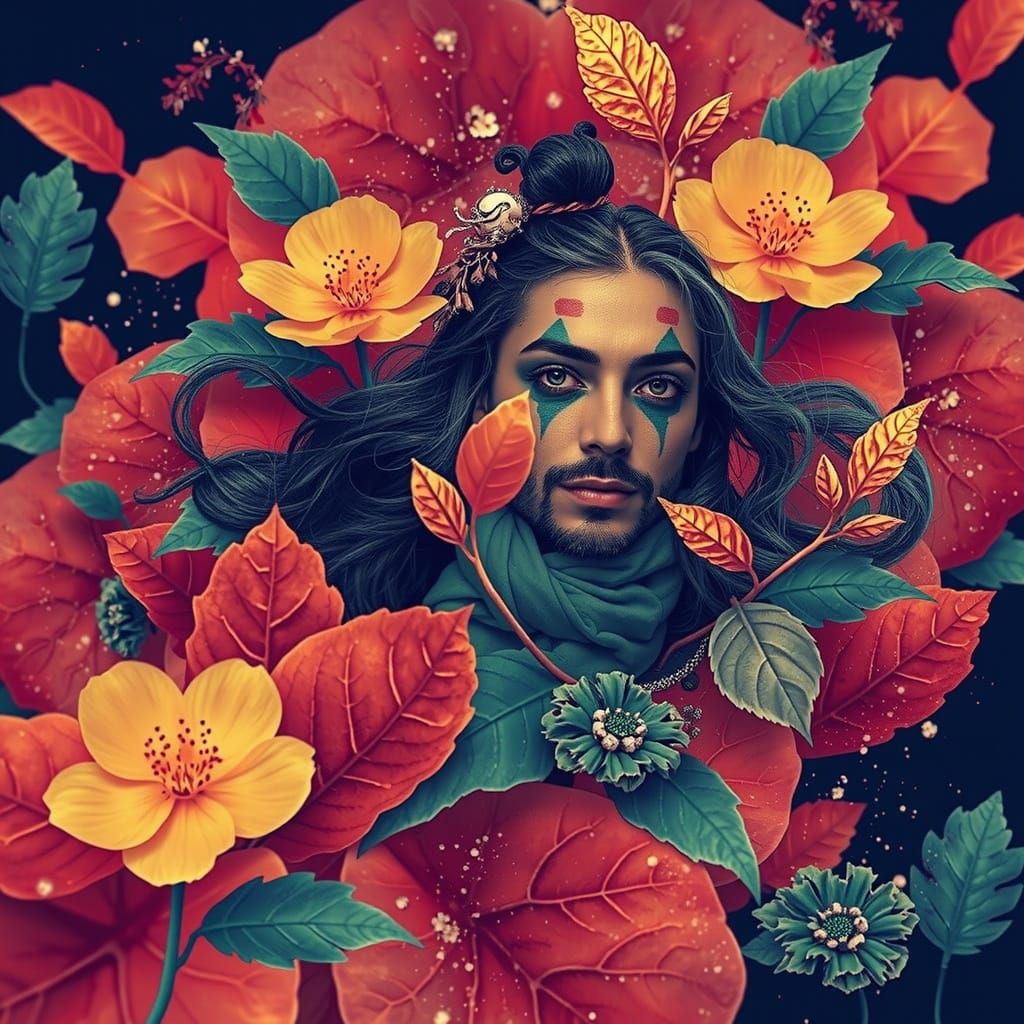 Mystical Forest Scene with Ethereal Elements