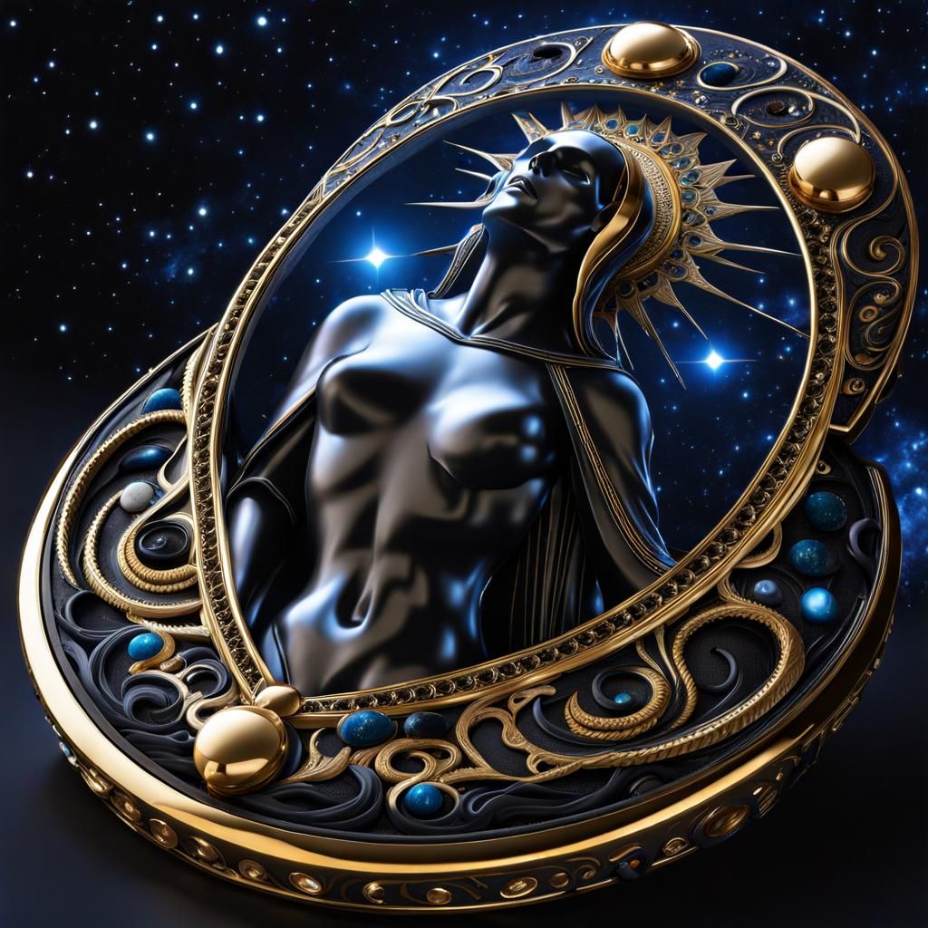 Death Holding the Universe: A Hyperdetailed Celestial Portra...